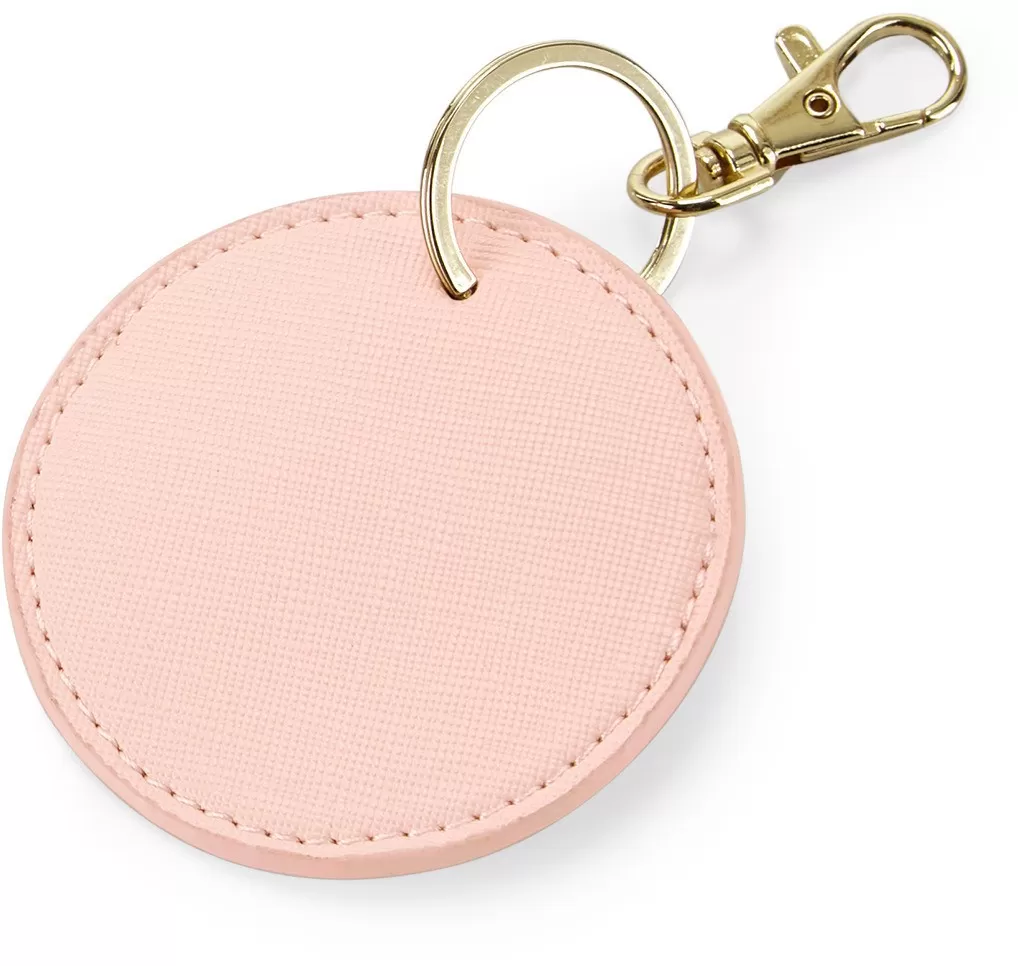 Porte clé rond rose simili cuir à personnalisé
