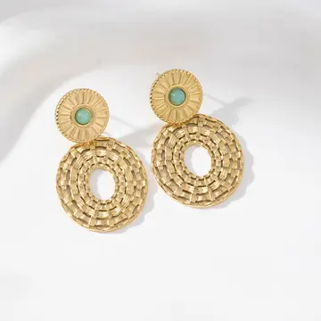 Boucles d’oreilles pendantes rondes Coralie amazonite