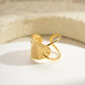 bague en acier inoxydable doré