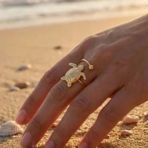 bague tortue en acier inoxydable