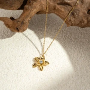 Collier fleurs de vanille en acier inoxydable