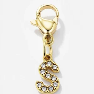 Charms lettre avec strass en acier inoxydable