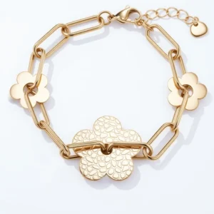 Bracelet grosse maille avec fleurs