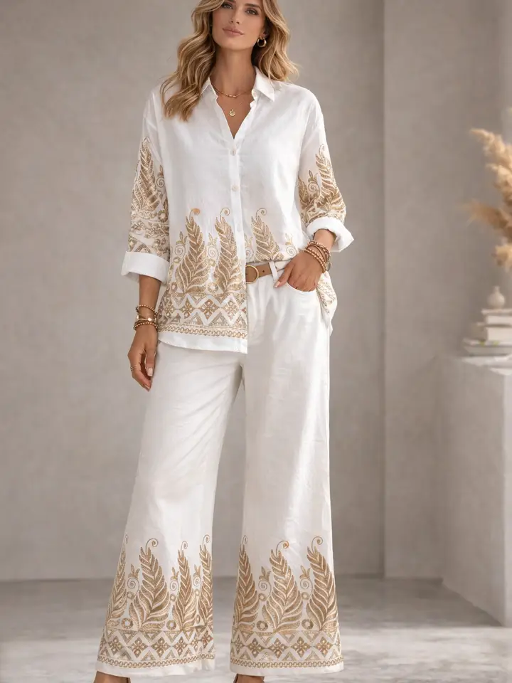 Ensemble pantalon brodée