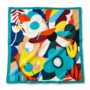 Foulard en satin bleu canard 70x70cm