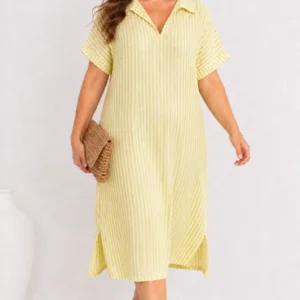 Robe chemise rayures Jaune