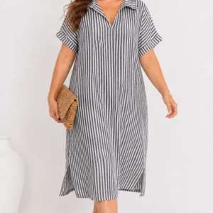 Robe chemise à rayures noir et blanc